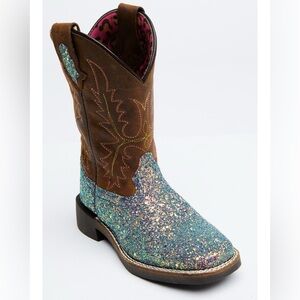 SHYANNE GIRLS' GLITTERAMA WESTERN BOOTS - BROAD SQUARE TOE SIZE 3D LIKE NEW!